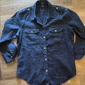 Chaps 💯 Linen Dark Blue Shirt